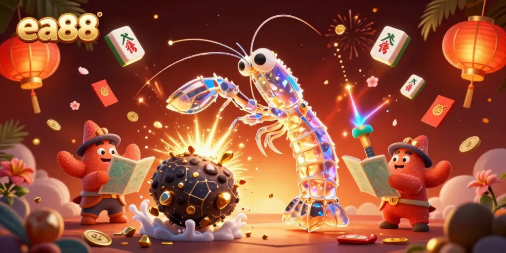 Experience thrilling gameplay with ea88, featuring a cosmic samurai and a starfish navigator in an explosion of casino treasures.