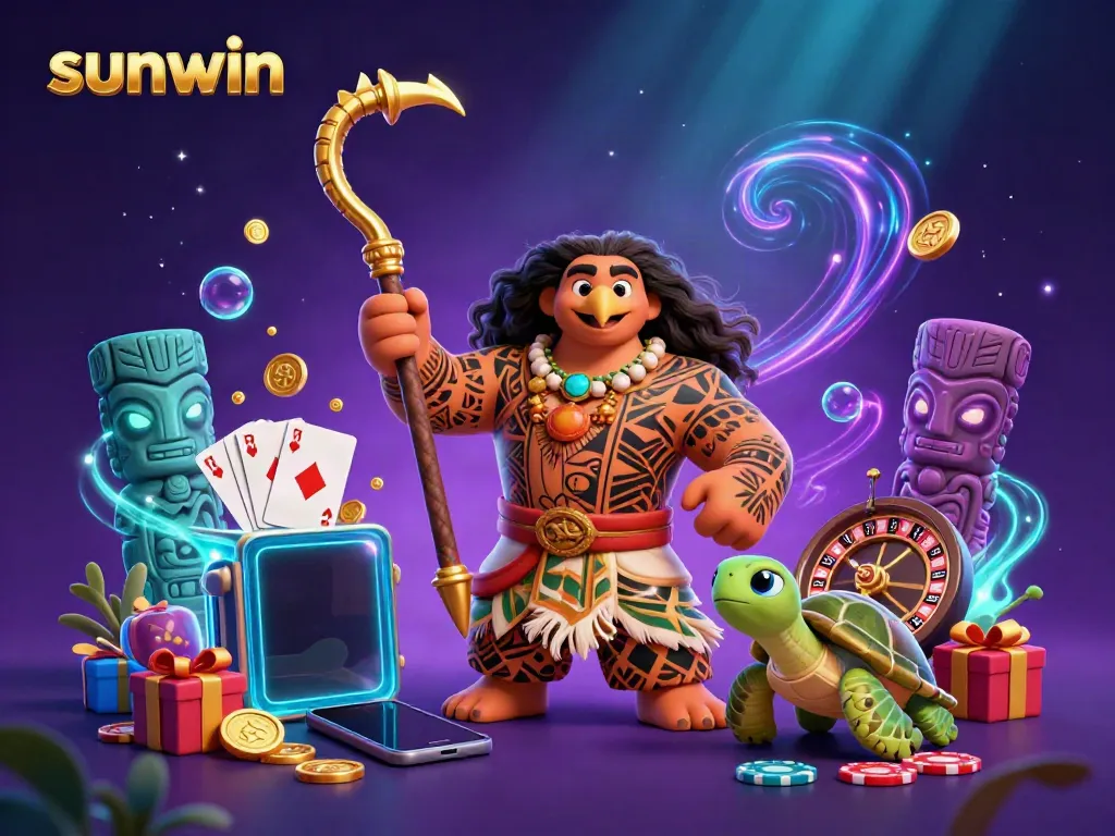 Experience thrilling game action with the vibrant sunwin-themed characters and dynamic casino elements.